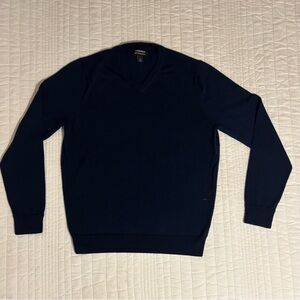 Nordstrom Navy Blue V-Neck Sweater washable merino